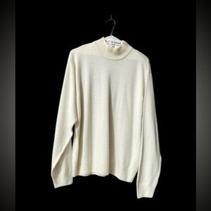 Paolo Valenzi wool blend women’s sweater men’s Ivory, L, Mock neck
